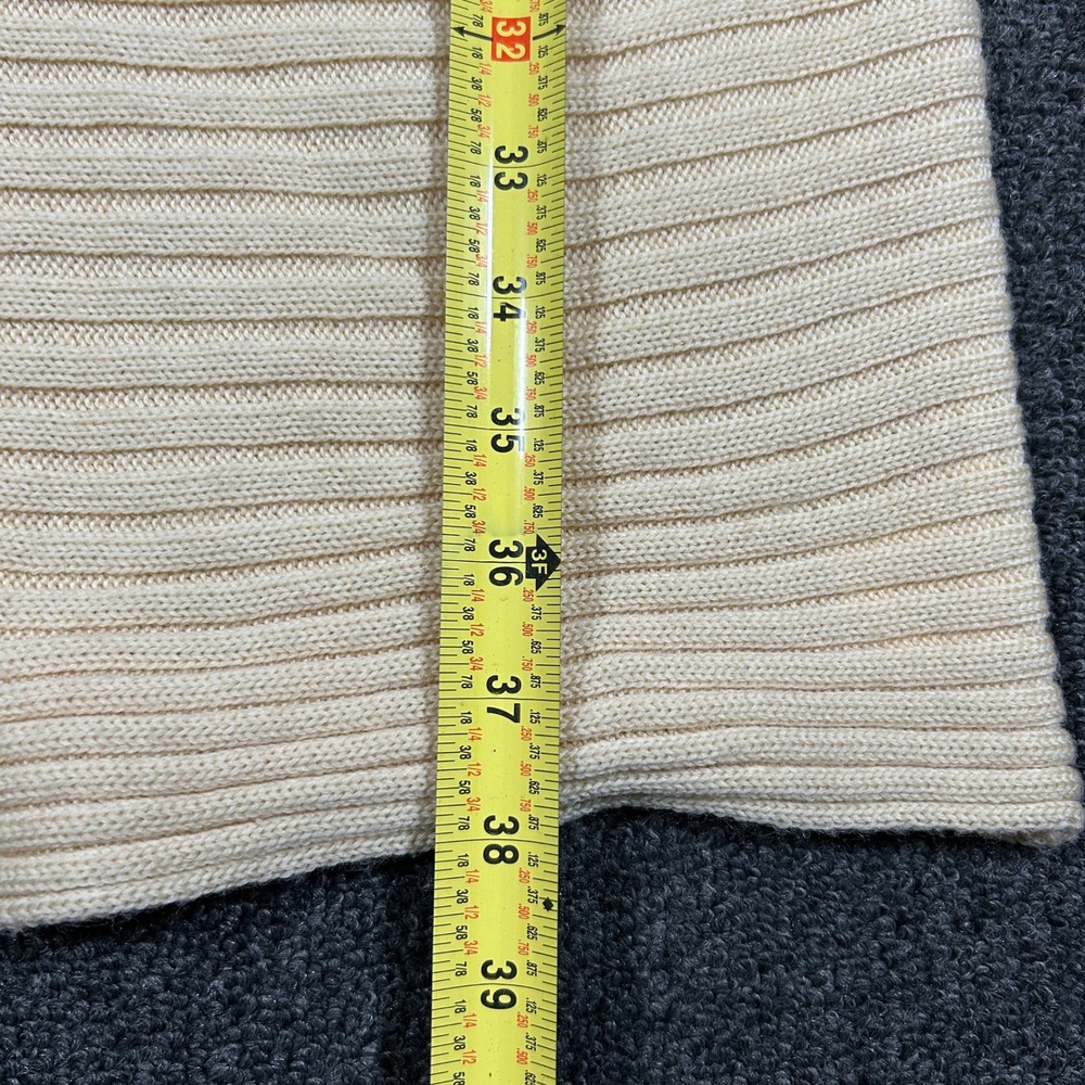 Bebe Sweater Dress Womens Large Creme Excellent 100% Wool Cowl Neck Long Sleeve - Picture 4 of 6